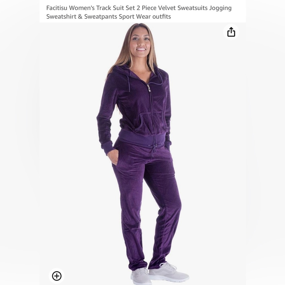 Women’s Velvet Purple Track Suit - only worn once, like new